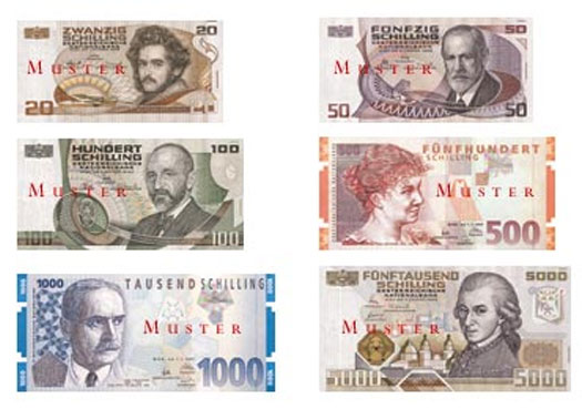 Umtauschbare Schilling-Banknoten