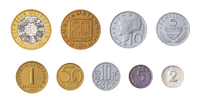 Umtauschbare Schilling-Münzen